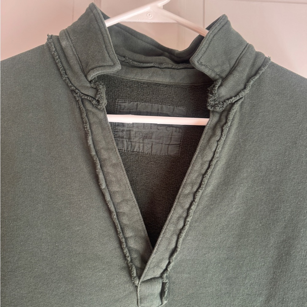 Frank & Eileen Tee Lab Green Raw Hem Sweatshirt Pullover Size Small Made in USA - Picture 4 of 7